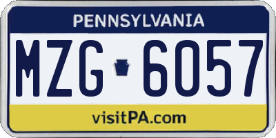 PA license plate MZG6057