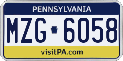 PA license plate MZG6058