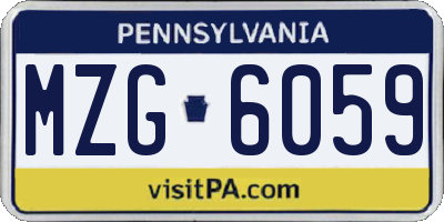 PA license plate MZG6059