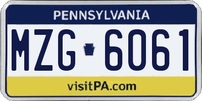 PA license plate MZG6061