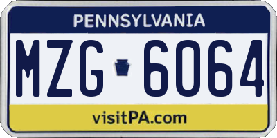 PA license plate MZG6064