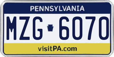 PA license plate MZG6070