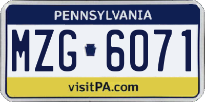 PA license plate MZG6071