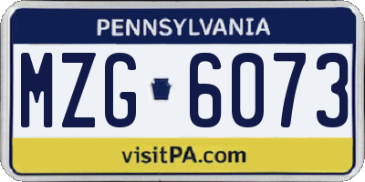 PA license plate MZG6073