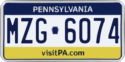 PA license plate MZG6074