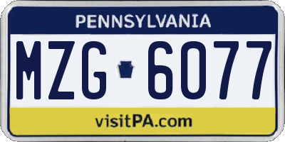 PA license plate MZG6077
