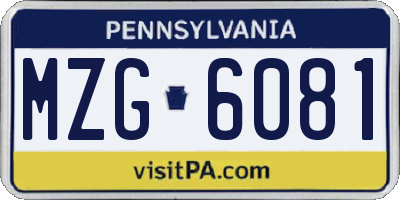 PA license plate MZG6081