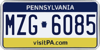 PA license plate MZG6085