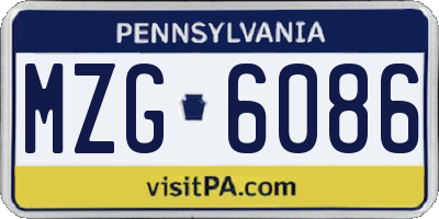 PA license plate MZG6086