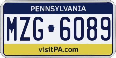 PA license plate MZG6089