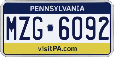 PA license plate MZG6092
