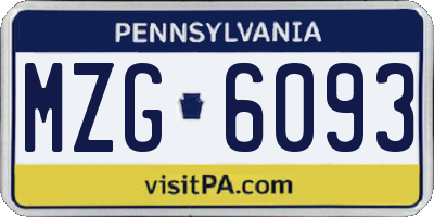 PA license plate MZG6093