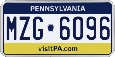 PA license plate MZG6096