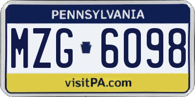 PA license plate MZG6098