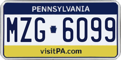 PA license plate MZG6099