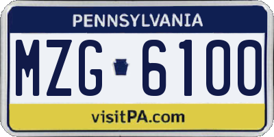 PA license plate MZG6100