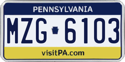 PA license plate MZG6103