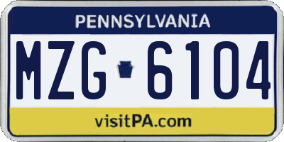 PA license plate MZG6104