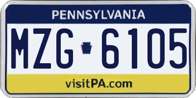 PA license plate MZG6105