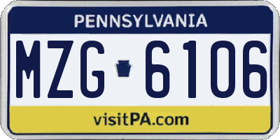 PA license plate MZG6106