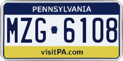 PA license plate MZG6108