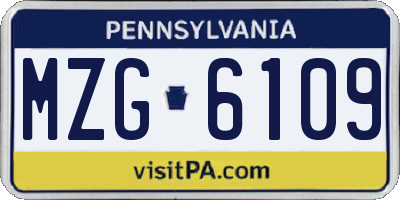 PA license plate MZG6109