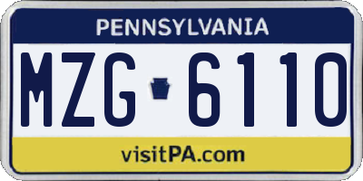 PA license plate MZG6110