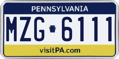 PA license plate MZG6111