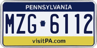 PA license plate MZG6112