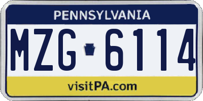 PA license plate MZG6114
