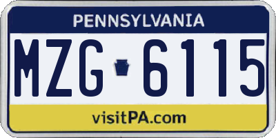 PA license plate MZG6115