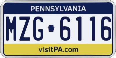 PA license plate MZG6116