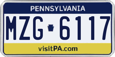 PA license plate MZG6117