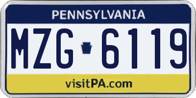 PA license plate MZG6119