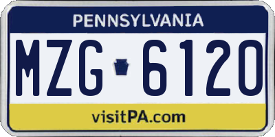 PA license plate MZG6120