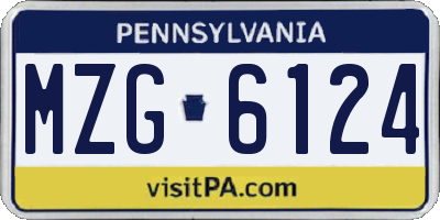 PA license plate MZG6124
