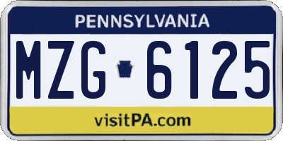 PA license plate MZG6125