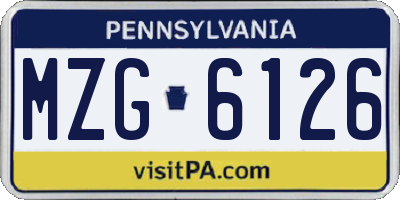 PA license plate MZG6126