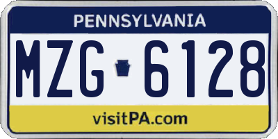 PA license plate MZG6128