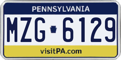 PA license plate MZG6129
