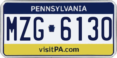 PA license plate MZG6130