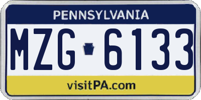 PA license plate MZG6133