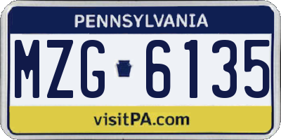 PA license plate MZG6135