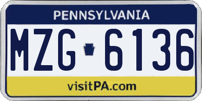 PA license plate MZG6136