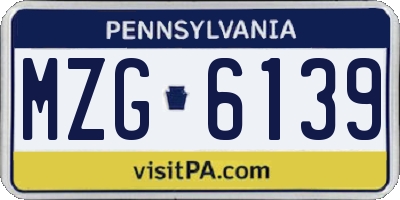 PA license plate MZG6139