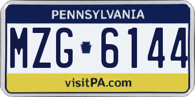 PA license plate MZG6144
