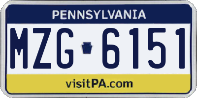 PA license plate MZG6151