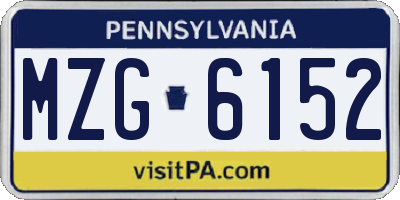 PA license plate MZG6152