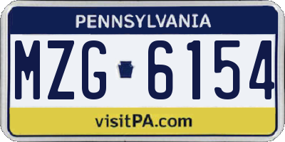 PA license plate MZG6154