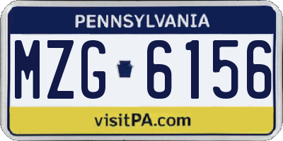 PA license plate MZG6156